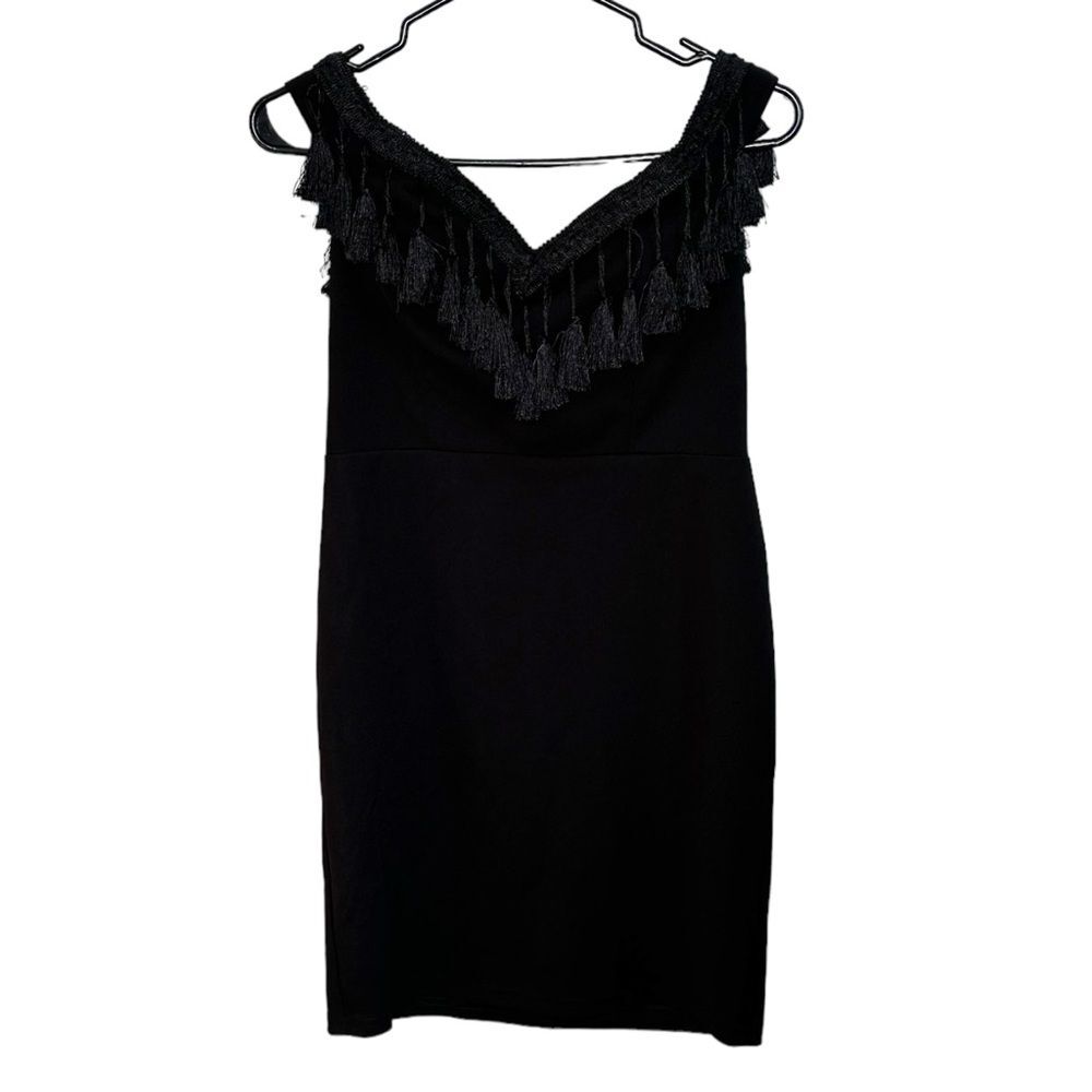 NWT Nasty Gal Black Gravity Tassel Dress Size M - Picture 4 of 13